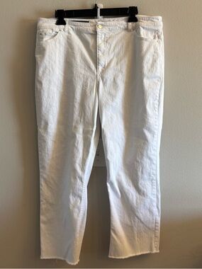 Ecru The La Cienega Straight Leg Crop White Jeans Size 32